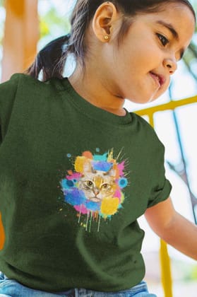 Round Neck T-Shirt (Toddlers) - Splishy Splashy Cat (17 Colours)