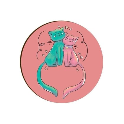 Cats In Love Round Coaster