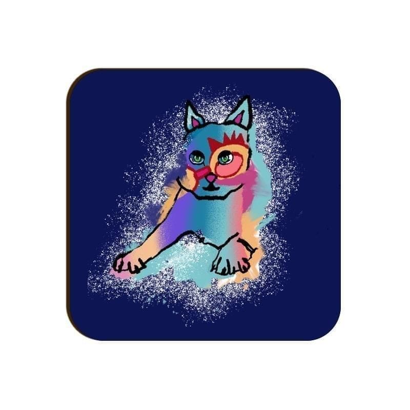 Russian Blue Sparkle Cat Square Coaster