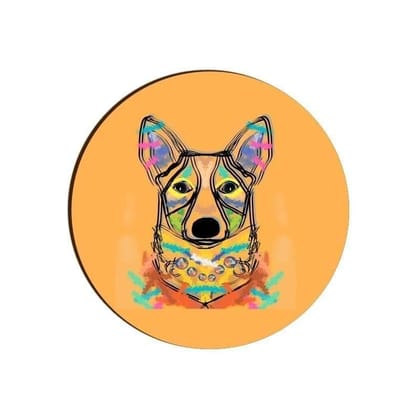 Happy Corgi Round Coaster - Yellow