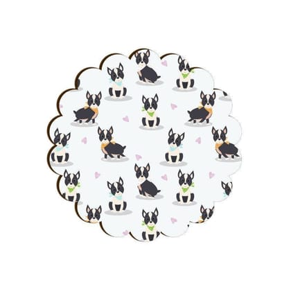 French Bulldog Buddies Scallop Coaster