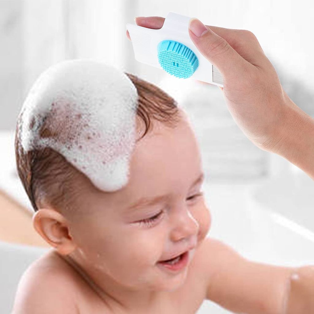 Q D Baby Scalp Shampoo Brush Hair Comb LICE NIT Silicon Scalp Massager Wet Dry Hair for Baby Girl and BOY
