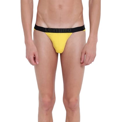 La Intimo Men?s Modal Spandex Evil Appeal Bikini Semiseemless Casual Mid Rise Single Layered Brief Underwear Yellow (L, Yellow)