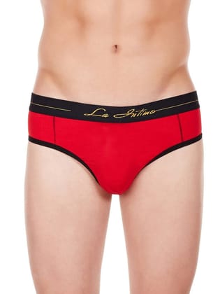 La Intimo Men's Red Cotton Modal Spandex Window Jock