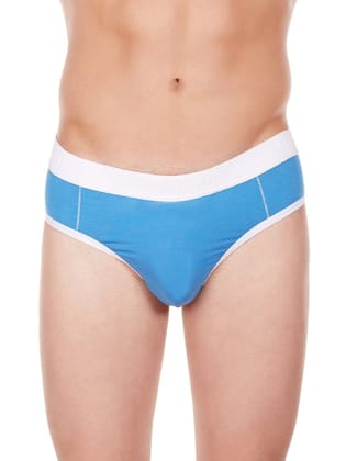 La Intimo Men's Blue Cotton Modal Spandex Window Jock