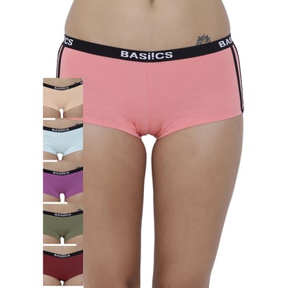 BASIICS by La Intimo Women's Cotton Spandex Alegria Joy Boyshort Panty (Pack of 6)