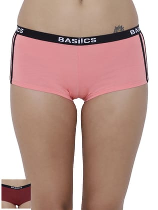 BASIICS by La Intimo Women's Cotton Spandex Alegria Joy Boyshort Panty (Pack of 2)