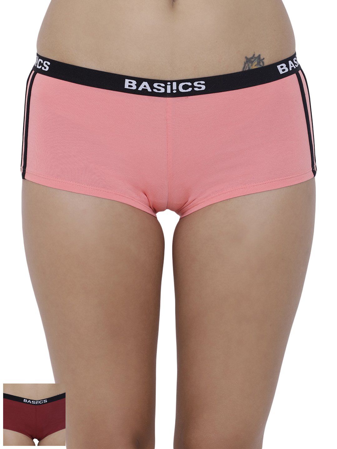 BASIICS by La Intimo Women's Cotton Spandex Alegria Joy Boyshort Panty (Pack of 2)