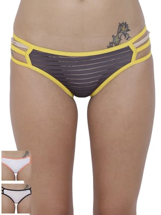 BASIICS by La Intimo Women's Monochrome Linda Sexy Bikini Panty (Pack of 3)