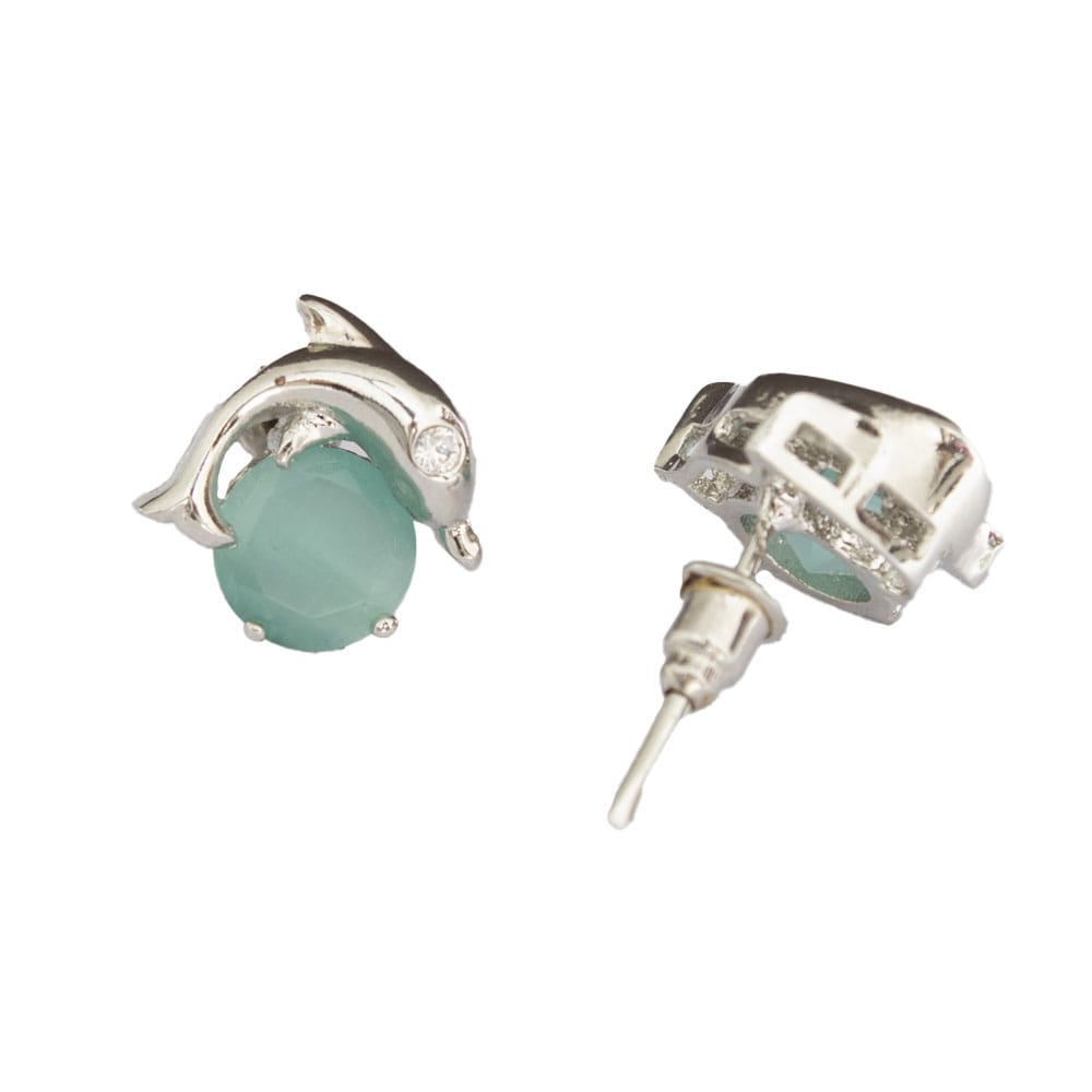 Silver plated brass & copper Dolphin ear stud for girl & women