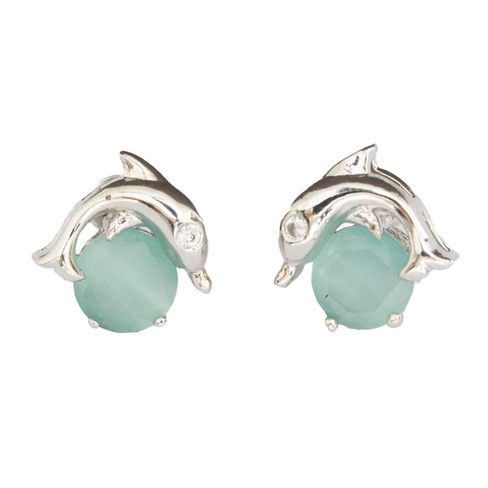 Silver plated brass & copper Dolphin ear stud for girl & women