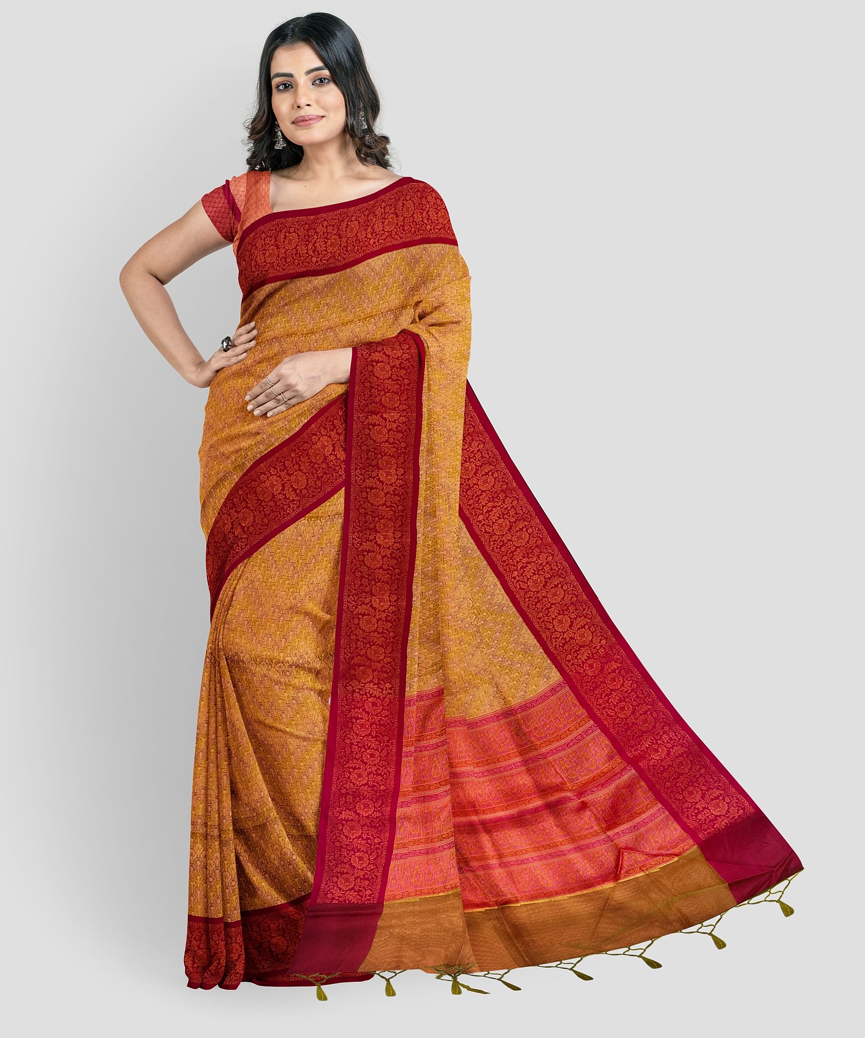 Light Yellow Color Soft Kora Muslin Saree with Unstitched Blouse