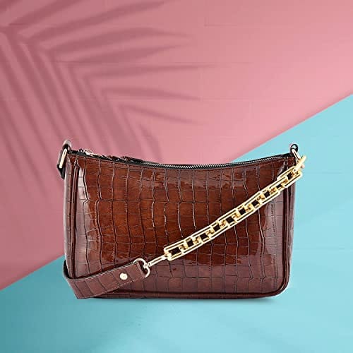 Lychee bags Women Pu Croco Finish Shoulder Bag - Handbags | Buy online on ZillyBuy