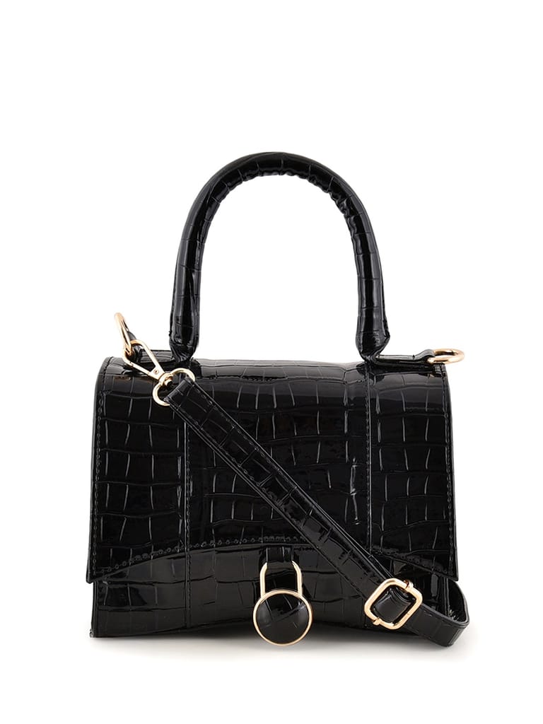 Lychee Bags Women Pu Black Croco Finish Sling Bag - Handbags | Buy online on ZillyBuy