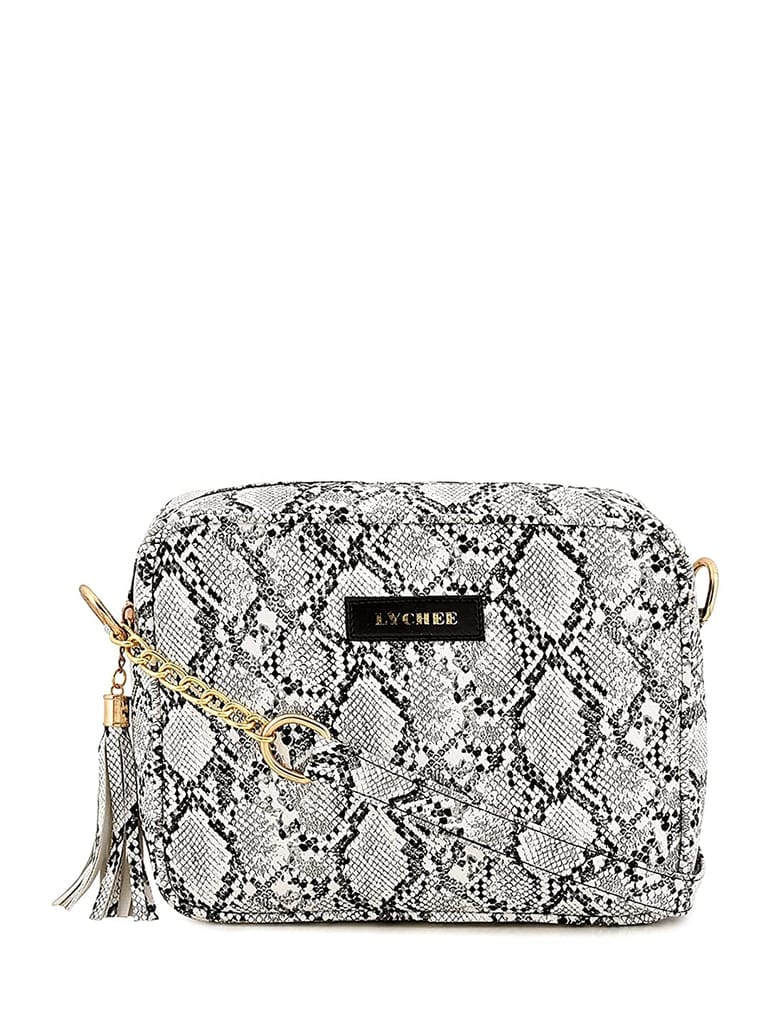 Lychee bags Women Pu White Snake Finish Sling Bag - Handbags | Buy online on ZillyBuy