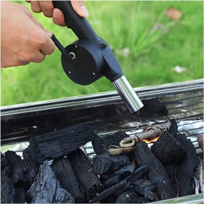 URBAN CREW PORTABLE HAND CRANK AIR BLOWER FAN FOR CHARCOAL GRILL BBQ