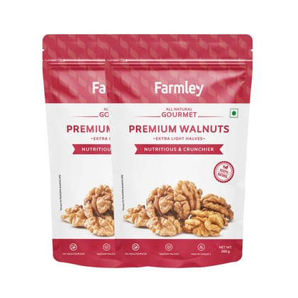 Farmley Premium Chile Walnut Kernel | 2 x 200 g | Walnuts Without Shell, Akhrot, Dry Fruits, Natural Akhrot Giri, Rich in Proteins & Antioxidants (Pack Of 2)