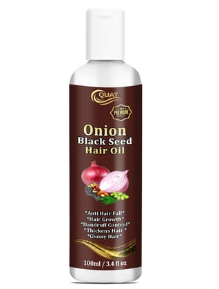 Quat Effective Onion Black Seed Hair Oil for Hair Growth, Dandruff Control, Thickness Hair, Glossy Hair (100 ml)