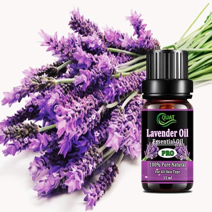 Quat 100% Pure Lavender Essential Oil - 15 ml - Detoxifies and Rejuvenates Skin, Stimulates Hair Growth and Promotes Sound Sleep - Cruelty Free