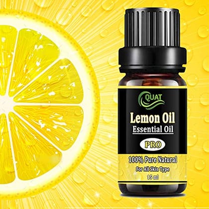 Quat 100% Pure Lemon Essential Oil - 15 ml - Helps Reduce Dandruff, acne dark spot & Brightens Skin - Cruelty Free
