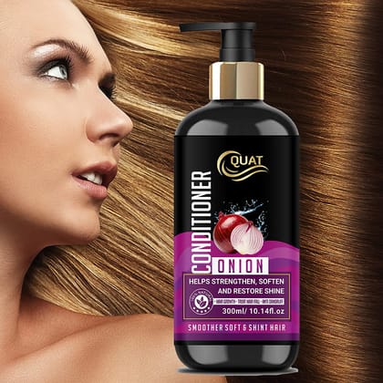 QUAT Onion Conditioner With Red Onion Seed Oil Extract, Black Seed Oil & Pro-Vitamin B5 - No Parabens, Mineral Oil, Silicones, Color & Peg - 300 ml