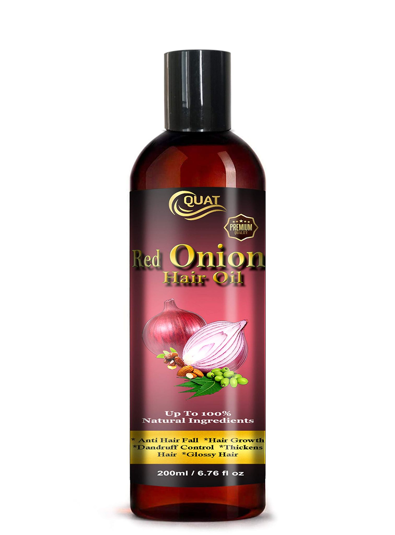 Quat Effective Red Onion Hair Oil for Hair Growth, Dandruff Control, Thickness Hair, Glossy Hair (200 ml)
