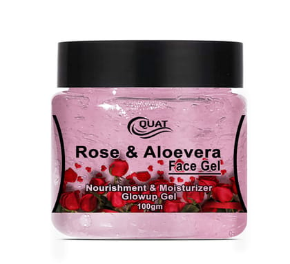 Quat Rose and Aloevera Face Gel for Glowing Skin,Women,Men (100gm)