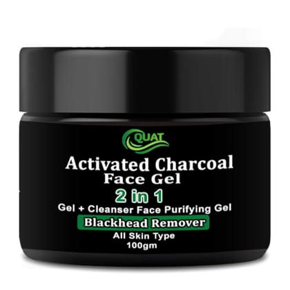 Quat Activated Charcoal Face Gel 2 in 1 Gel +Cleanser Face Purifying Gel for Glowing Skin,Oily Skin,Women,Men (100gm)