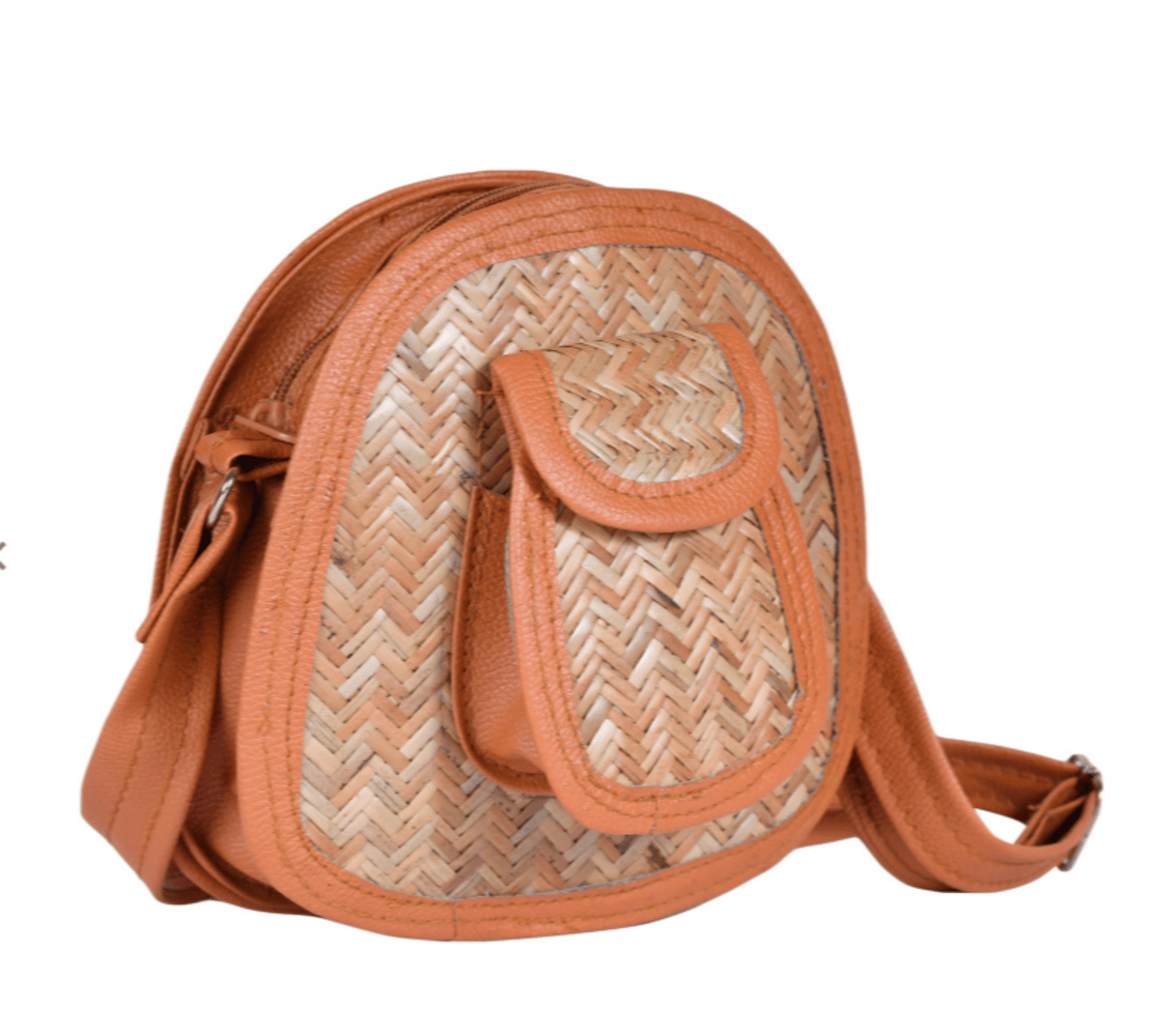 mamathink crossbody slingbag made with cane brown 1