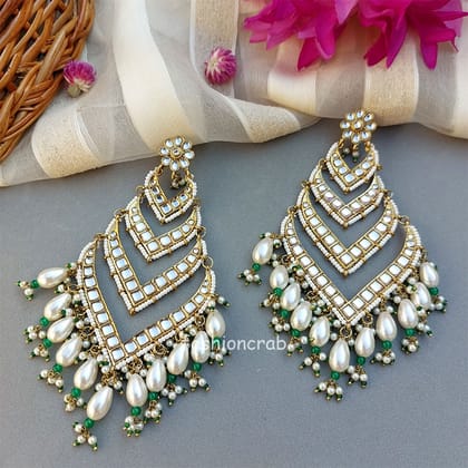 Kundan Earrings for Wedding- White by FashionCrab