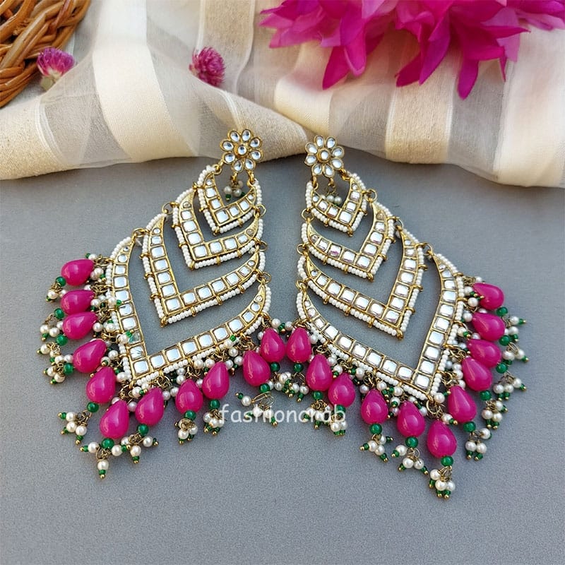 Rani Sati Jewels Gold Plated Kundan Dangler Earrings