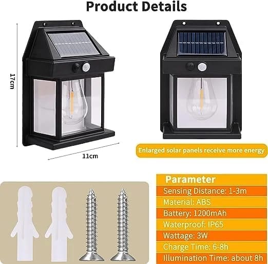 Wireless Motion Sensor Solar Wall Sconce Waterproof Wall Lantern