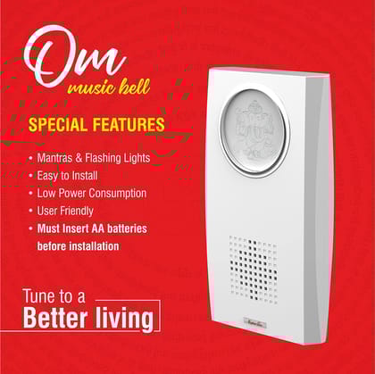 Fybros Om Musical Bell with Mantras & Flashing Light, V3041