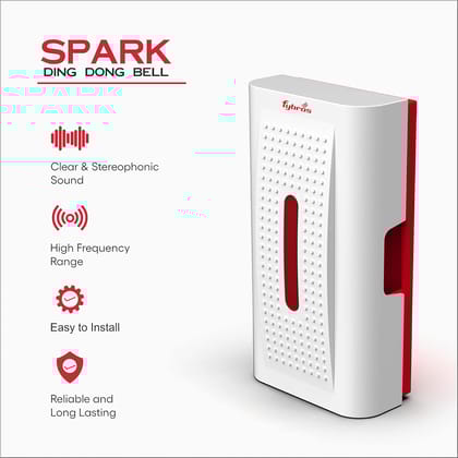 Fybros Spark Red & White Ding Dong Door Bell with Stereophonic Digital Sound, 9001