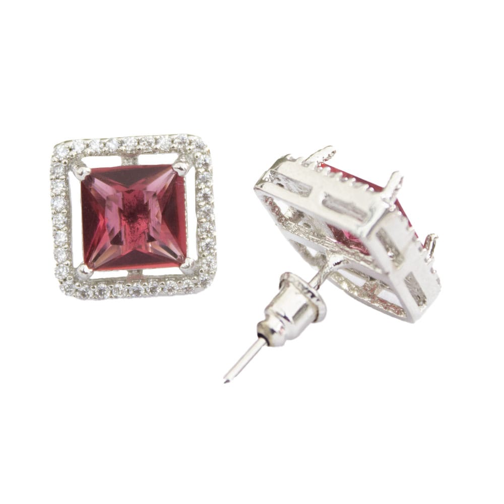 Red CZ Ear Stud for Girls & Women