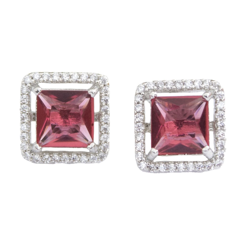 Red CZ Ear Stud for Girls & Women