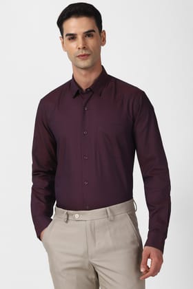 Men Purple Regular Fit Formal Full Sleeves Formal Shirt