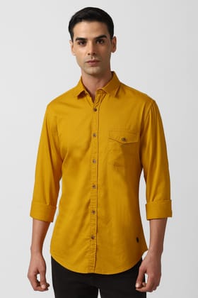 Men Yellow Slim Fit Solid Full Sleeves Casual Shirt Men Yellow Slim Fit Solid Full Sleeves Casual Shirt