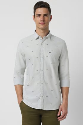 Men Grey Slim Fit Stripe Full Sleeves Casual Shirt Men Grey Slim Fit Stripe Full Sleeves Casual Shirt