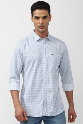 Men Blue Slim Fit Print Full Sleeves Casual Shirt