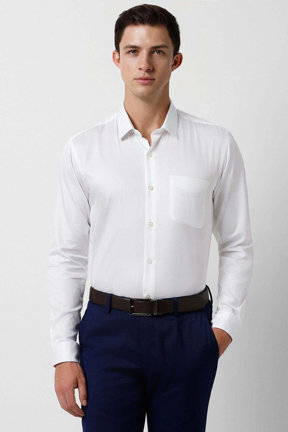 Men White Regular Fit Formal Full Sleeves Formal Shirt