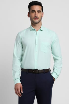 Men Green Slim Fit Formal Full Sleeves Formal Shirt