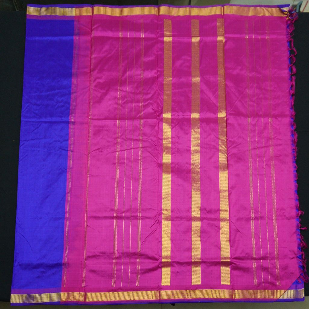 10-Yard Kanchipuram Silk Saree in Blue Color - Madisar