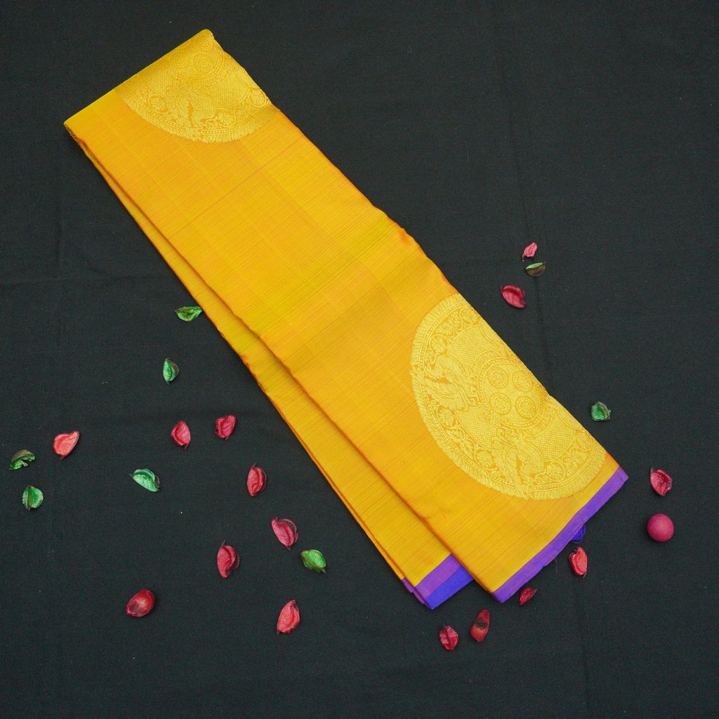 Mustard Yellow Borderless Trendy Silk Saree