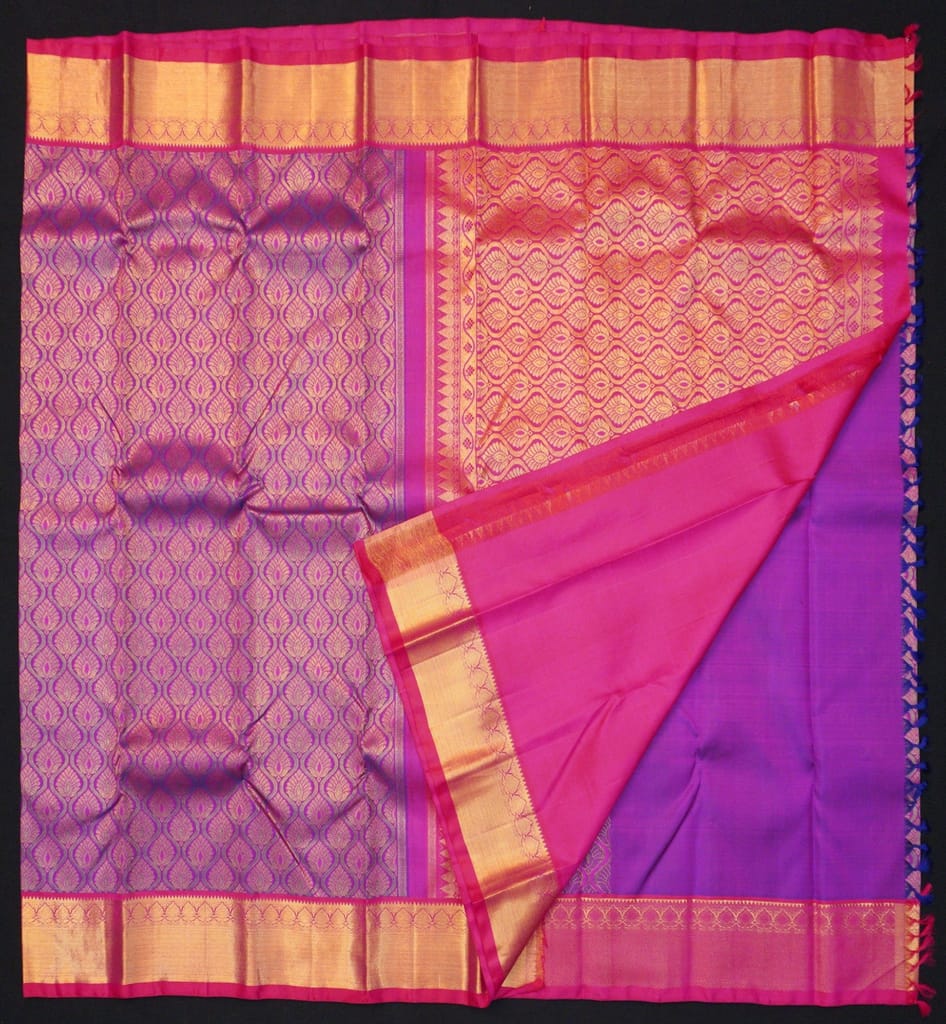 Purple Bridal Kanchipuram Silk Saree Pure Gold Zari