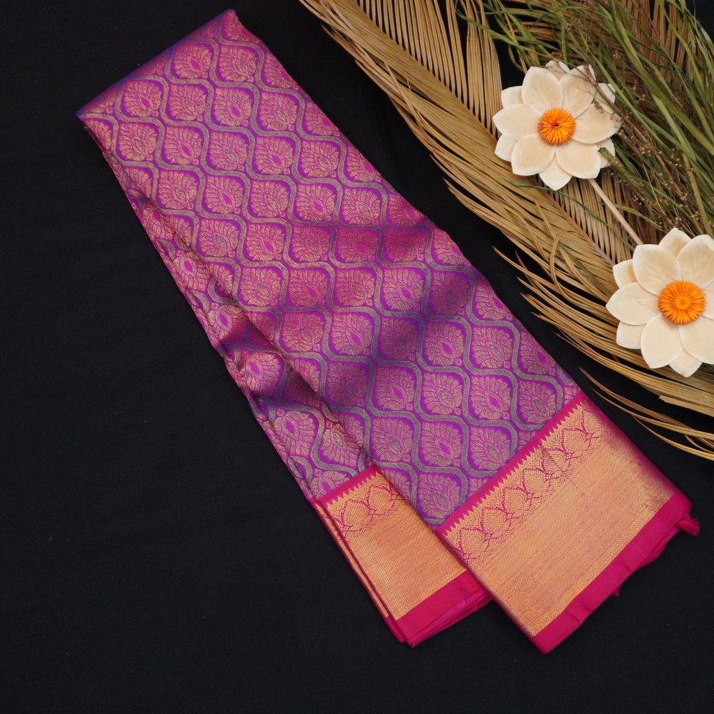 Purple Bridal Kanchipuram Silk Saree Pure Gold Zari