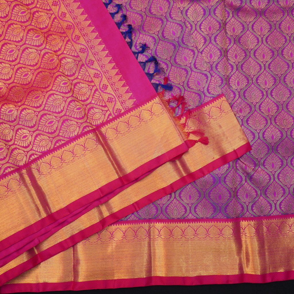 Purple Bridal Kanchipuram Silk Saree Pure Gold Zari