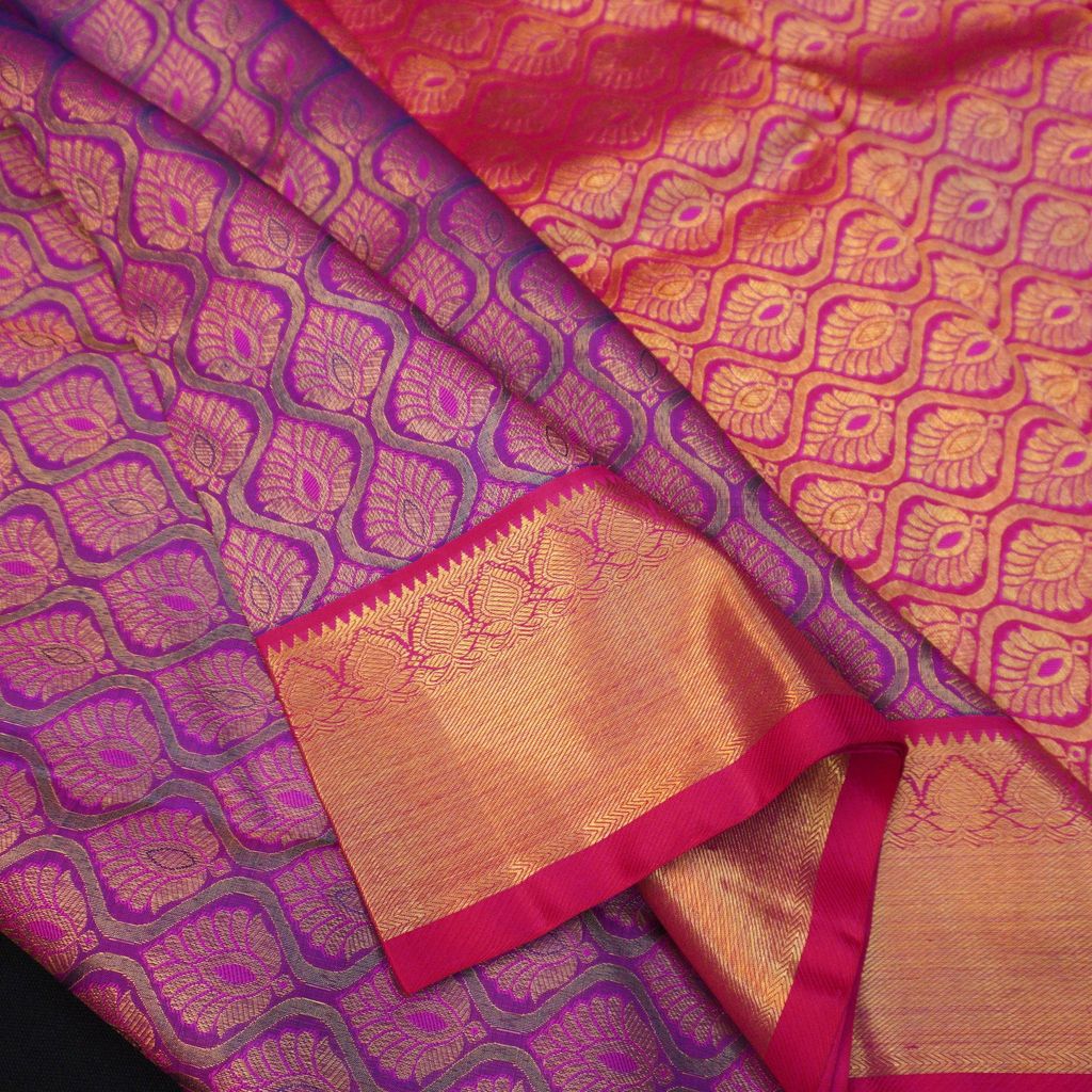 Purple Bridal Kanchipuram Silk Saree Pure Gold Zari
