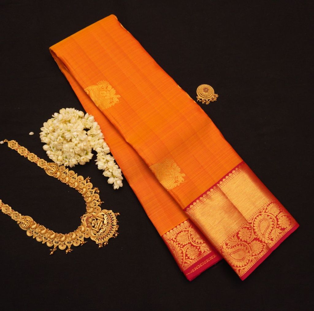 Mustard Yellow Traditional Kanchipuram Silk Saree