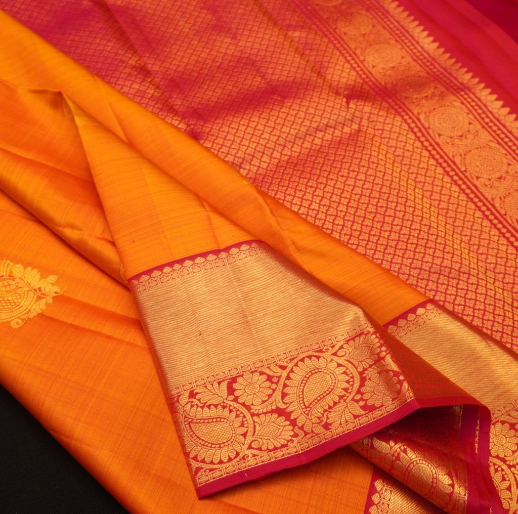 Mustard Yellow Traditional Kanchipuram Silk Saree